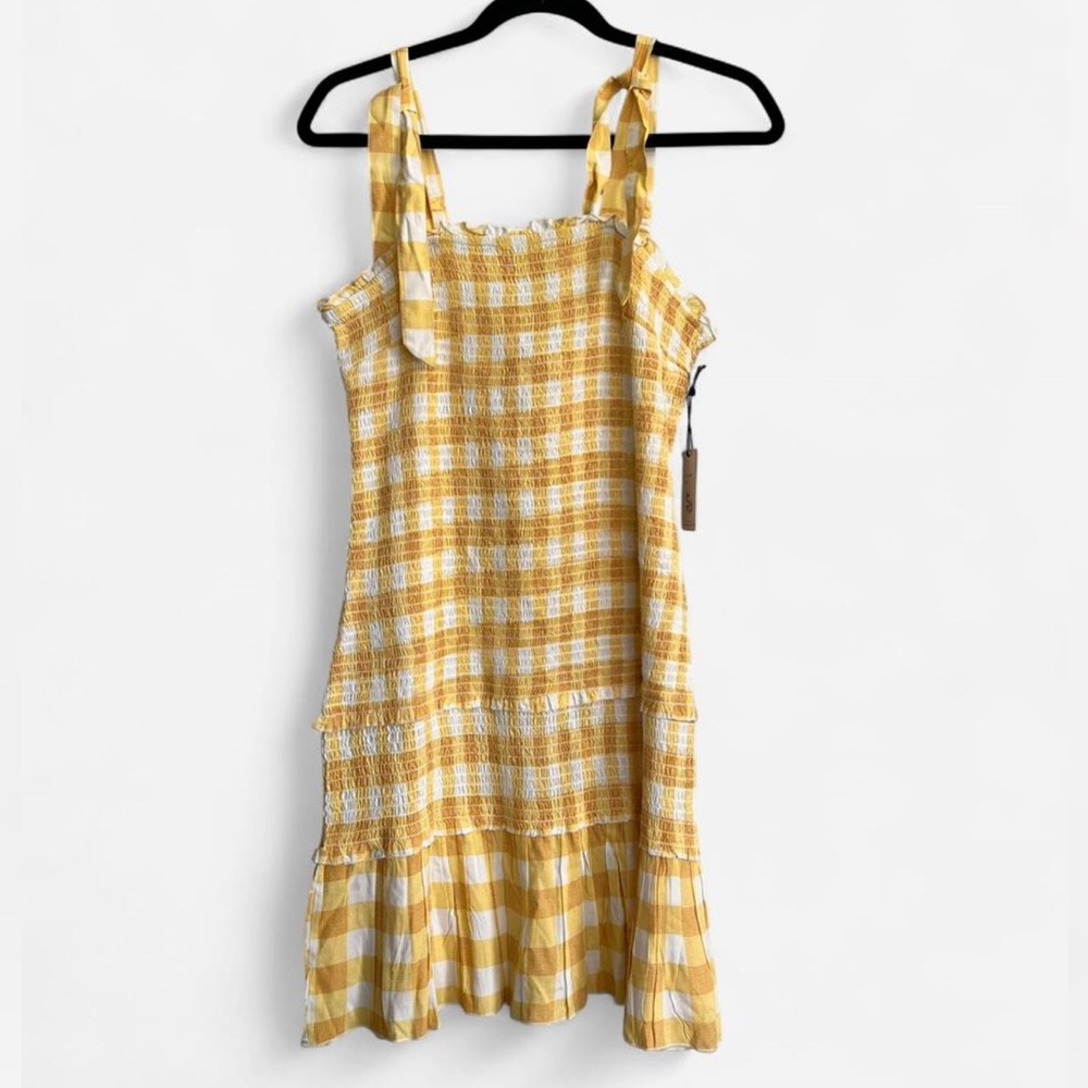 Yellow Gingham Ruffle Mini Dress - Picture 6 of 8